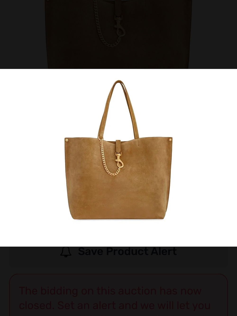 NWT Rebecca Minkoff Megan  Designer Tan Suede Tote Bag with Chain Accent